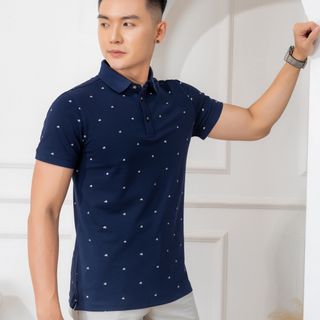 ÁO POLO NAM NGẮN TAY CHẤT LIỆU COTTON HOẠ TIẾT BÀN LÀ BẮT MẮT 2 MÀU (NAVY, VÀNG) CO GIÃN 4 CHIỀU, THẤM HÚT TỐT - ALIGRO