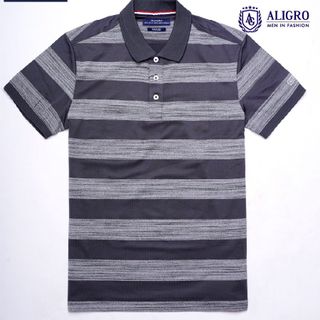 ÁO POLO NAM NGẮN TAY ALGPLO58 CHẤT VẢI COOLMAX HOẠ TIẾT KẺ NGANG, NHẸ, MỀM MẠI TRÊN DA, THẤM HÚT ƯU VIỆT - ALIGRO