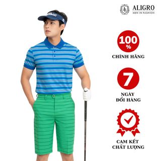 ÁO POLO NAM NGẮN TAY ALGPLO59 CHẤT VẢI COOLMAX HOẠ TIẾT KẺ NGANG, NHẸ, MỀM MẠI TRÊN DA, THẤM HÚT ƯU VIỆT - ALIGRO