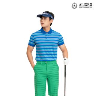 ÁO POLO NAM NGẮN TAY ALGPLO59 CHẤT VẢI COOLMAX HOẠ TIẾT KẺ NGANG, NHẸ, MỀM MẠI TRÊN DA, THẤM HÚT ƯU VIỆT - ALIGRO