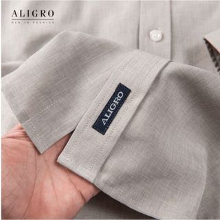 ÁO SƠ MI NAM DÀI TAY ALIGRO CỔ BẺ DÁNG ÔM BODY 100% CHẤT COTTON TRƠN MÀU GHI ALGS157- ALIGRO