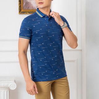 ÁO POLO NAM NGẮN TAY MÀU NAVY IN HOẠ TIẾT CON ONG MỀM MỊN THOÁNG MÁT ALGPLO68 - ALIGRO
