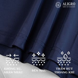 ÁO POLO NAM NGẮN TAY MÀU NAVY PHỐI KẺ NGANG NGỰC ALGPLO72 - ALIGRO