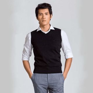 ÁO LEN GILE NAM MÀU ĐEN CHẤT LIỆU LEN COTTON SỢI ĐANH, KHÔNG BAI XÙ ALENGL014 - ALIGRO