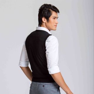 ÁO LEN GILE NAM MÀU ĐEN CHẤT LIỆU LEN COTTON SỢI ĐANH, KHÔNG BAI XÙ ALENGL014 - ALIGRO