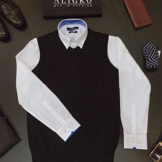 ÁO LEN GILE NAM MÀU ĐEN CHẤT LIỆU LEN COTTON SỢI ĐANH, KHÔNG BAI XÙ ALENGL014 - ALIGRO
