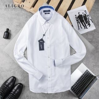ÁO SƠ MI DÀI TAY TRẮNG PHỐI CỔ-TAY ALGS189 - ALIGRO