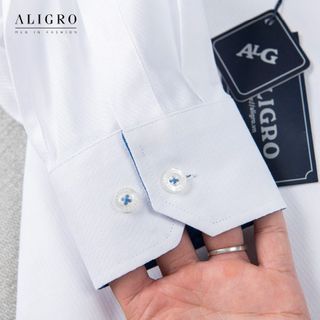 ÁO SƠ MI DÀI TAY TRẮNG PHỐI CỔ-TAY ALGS189 - ALIGRO
