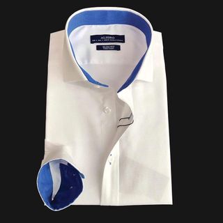 ÁO SƠ MI DÀI TAY TRẮNG PHỐI CỔ-TAY ALGS191 - ALIGRO