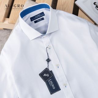 ÁO SƠ MI DÀI TAY TRẮNG PHỐI CỔ-TAY ALGS194 - ALIGRO