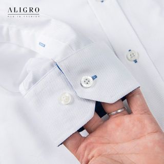 ÁO SƠ MI DÀI TAY TRẮNG PHỐI CỔ-TAY ALGS196 - ALIGRO