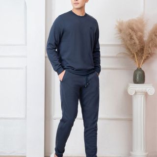 BỘ NỈ ALIGRO CỔ TRÒN MÀU NAVY BN.11 - ALIGRO