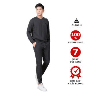 BỘ NỈ ALIGRO CỔ TRÒN MÀU GHI ĐẬM BN.13 - ALIGRO
