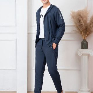 BỘ NỈ HODDIE ALIGRO KÉO KHÓA CÓ MŨ MÀU NAVY BN.15 - ALIGRO
