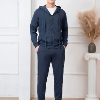 BỘ NỈ HODDIE ALIGRO KÉO KHÓA CÓ MŨ MÀU NAVY BN.15 - ALIGRO