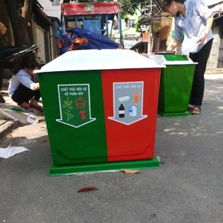 Thùng rác phân loại 2 ngăn composite