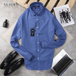 ÁO SƠ MI DÀI TAY BLUE CHẤM TRẮNG ALGS199 - ALIGRO