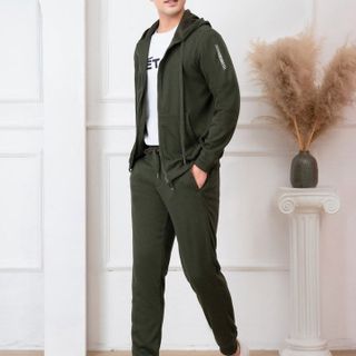 BỘ NỈ HODDIE ALIGRO KÉO KHÓA CÓ MŨ MÀU XANH RÊU BN.16 - ALIGRO