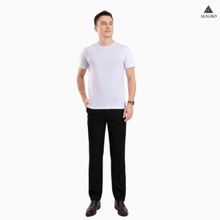 ÁO PHÔNG NAM NGẮN TAY ALIGRO CHẤT VẢI COTTON Ô CHẤM MÀU TRẮNG NĂNG ĐỘNG ALGAPC073 - ALIGRO