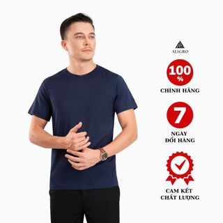 ÁO PHÔNG CỘC TAY Ô CHẤM MÀU NAVY ALGAPC074 - ALIGRO