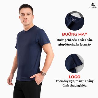 ÁO PHÔNG CỘC TAY Ô CHẤM MÀU NAVY ALGAPC074 - ALIGRO