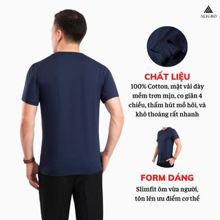 ÁO PHÔNG CỘC TAY Ô CHẤM MÀU NAVY ALGAPC074 - ALIGRO