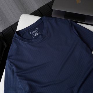 ÁO PHÔNG CỘC TAY Ô CHẤM MÀU NAVY ALGAPC074 - ALIGRO