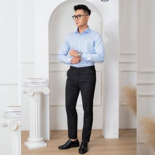 ÁO SƠ MI DÀI TAY COTTON CHỐNG NHĂN BLUE - ALIGRO