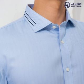 ÁO SƠ MI DÀI TAY BAMBOO XANH SỌC CHÌM - ALIGRO