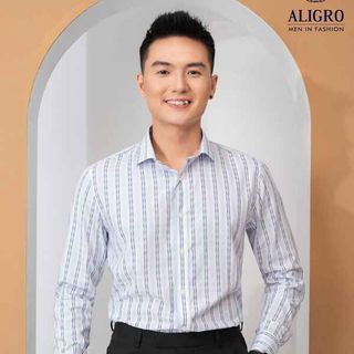 ÁO SƠ MI DÀI TAY BAMBOO TRẮNG KẺ SỌC - ALIGRO