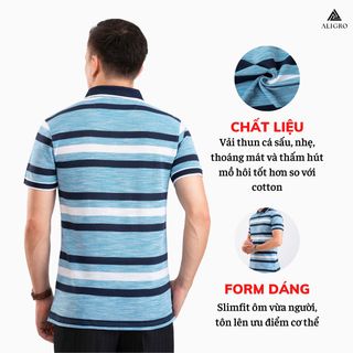 ÁO POLO NAM NGẮN TAY KẺ NGANG XANH DƯƠNG-NAVY ALGPLO86 - ALIGRO