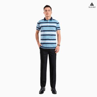 ÁO POLO NAM NGẮN TAY KẺ NGANG XANH DƯƠNG-NAVY ALGPLO86 - ALIGRO