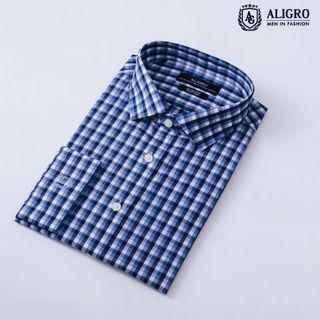 ÁO SƠ MI DÀI TAY BAMBOO KẺ CARO XANH - ALIGRO