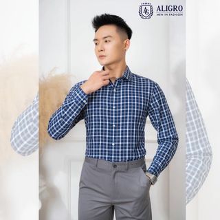 ÁO SƠ MI DÀI TAY BAMBOO KẺ CARO NAVY - ALIGRO