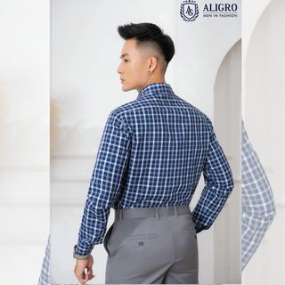 ÁO SƠ MI DÀI TAY BAMBOO KẺ CARO NAVY - ALIGRO