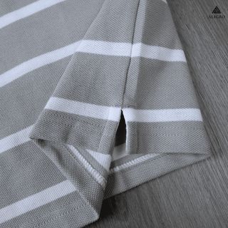 ÁO POLO NAM NGẮN TAY KẺ NGANG GHI-TRẮNG ALGPLO89 - ALIGRO