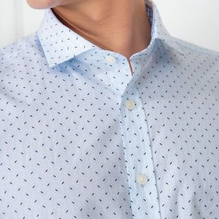ÁO SƠ MI CỘC TAY XANH HỌA TIẾT ALGS-C83 - ALIGRO