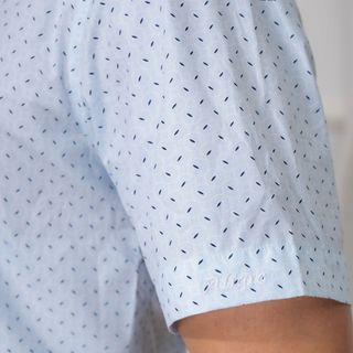 ÁO SƠ MI CỘC TAY XANH HỌA TIẾT ALGS-C83 - ALIGRO