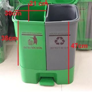 Thùng rác 2 ngăn đạp chân 40 lít
