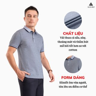 ÁO POLO NAM NGẮN TAY PHỐI 2 MÀU SỢI GHI-NAVY ALGPLO92 - ALIGRO