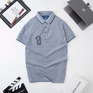 ÁO POLO NAM NGẮN TAY PHỐI 2 MÀU SỢI GHI-NAVY ALGPLO92 - ALIGRO