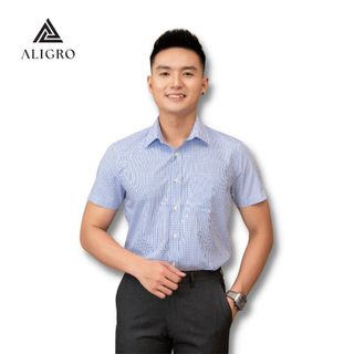 ÁO SƠ MI NAM CỘC TAY BAMBOO KẺ CARO NAVY ALGS-C120 - ALIGRO