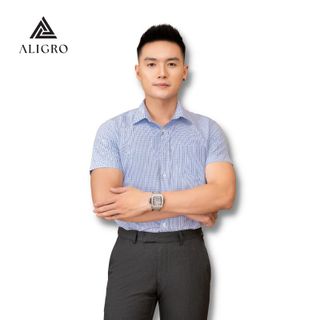ÁO SƠ MI NAM CỘC TAY BAMBOO KẺ CARO NAVY ALGS-C120 - ALIGRO