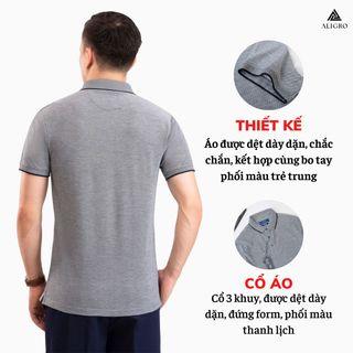 ÁO POLO NAM NGẮN TAY PHỐI 2 MÀU SỢI GHI-ĐEN ALGPLO93 - ALIGRO