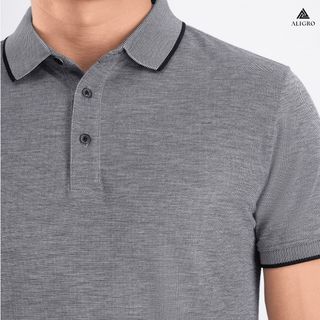 ÁO POLO NAM NGẮN TAY PHỐI 2 MÀU SỢI GHI-ĐEN ALGPLO93 - ALIGRO