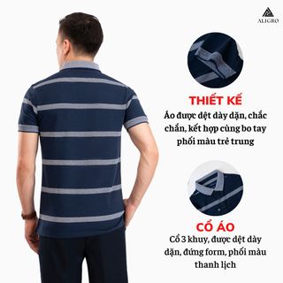 ÁO POLO NAM NGẮN TAY KẺ NGANG NAVY-TRẮNG ALGPLO94 - ALIGRO