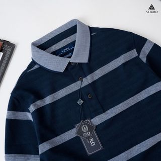 ÁO POLO NAM NGẮN TAY KẺ NGANG NAVY-TRẮNG ALGPLO94 - ALIGRO