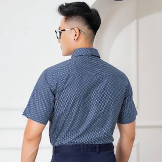 ÁO SƠ MI CỘC TAY XANH NAVY ALGS-C91 - ALIGRO