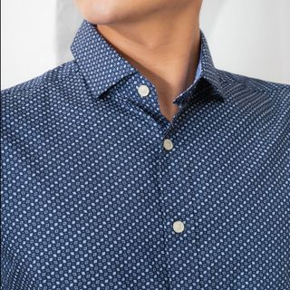ÁO SƠ MI CỘC TAY XANH NAVY ALGS-C91 - ALIGRO