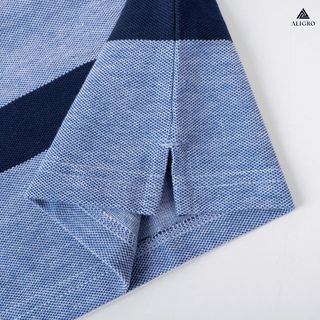 ÁO POLO NAM NGẮN TAY KẺ NGANG NAVY-XANH ALGPLO97 - ALIGRO